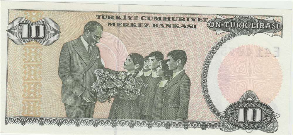 (,) Банкнота Турция 1979 год 10 лир &quot;Мустафа Кемаль Ататюрк&quot;   UNC